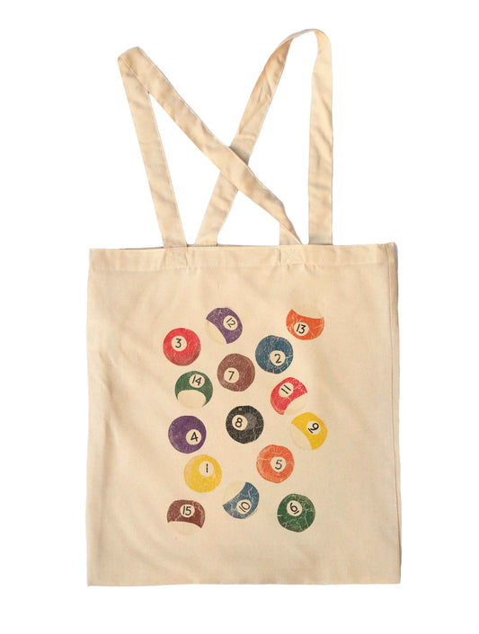 vintage pool ball print tote shopping bag