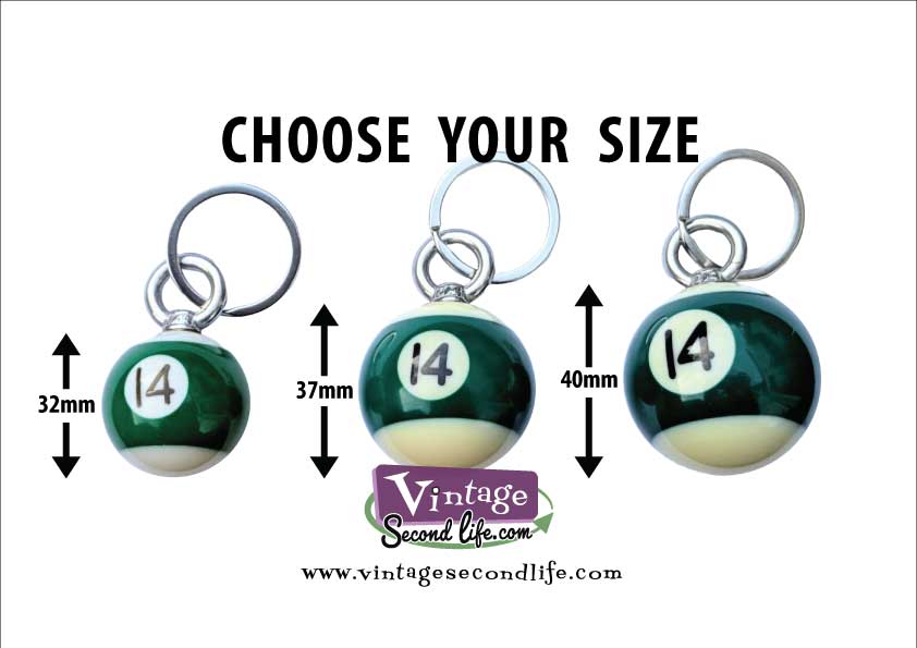 Mini POOL BALL Key Ring Bag Charm - 3 Different Sizes Available