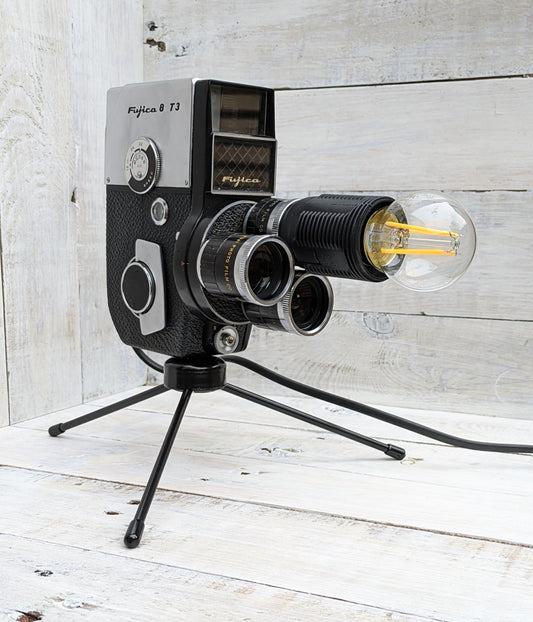 Repurposed 1960s Vintage Cine Movie Camera Lamp - Table Desk Lamp