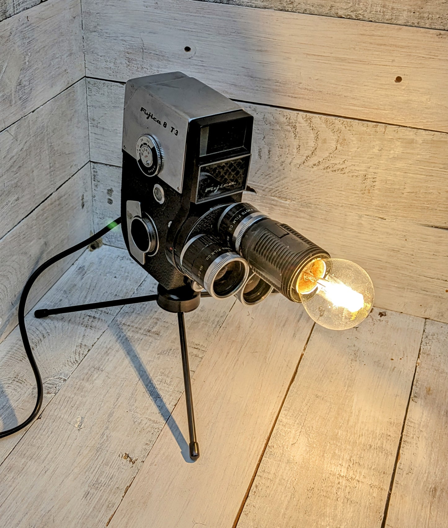 Repurposed 1960s Vintage Cine Movie Camera Lamp - Table Desk Lamp