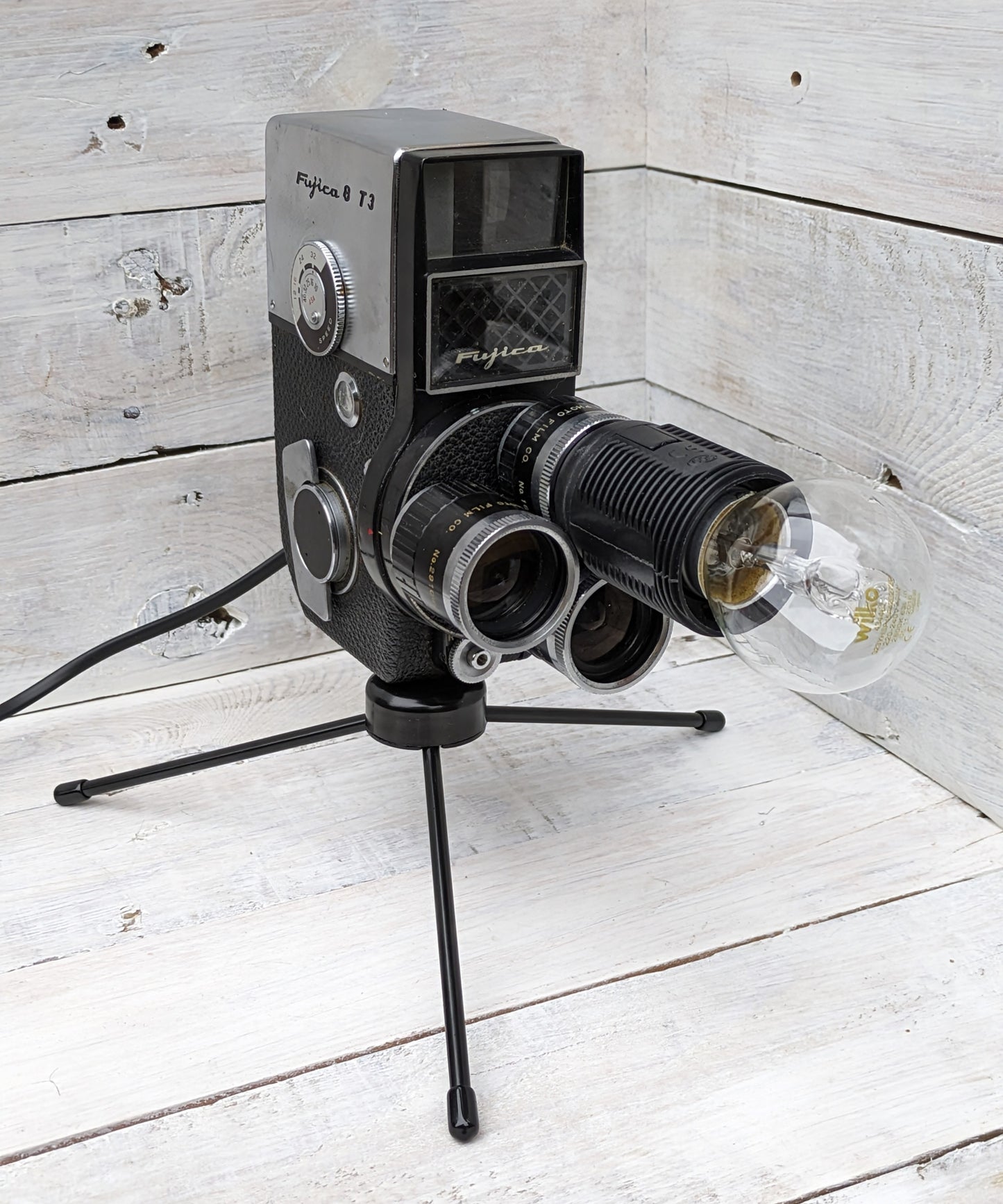 Repurposed 1960s Vintage Cine Movie Camera Lamp - Table Desk Lamp