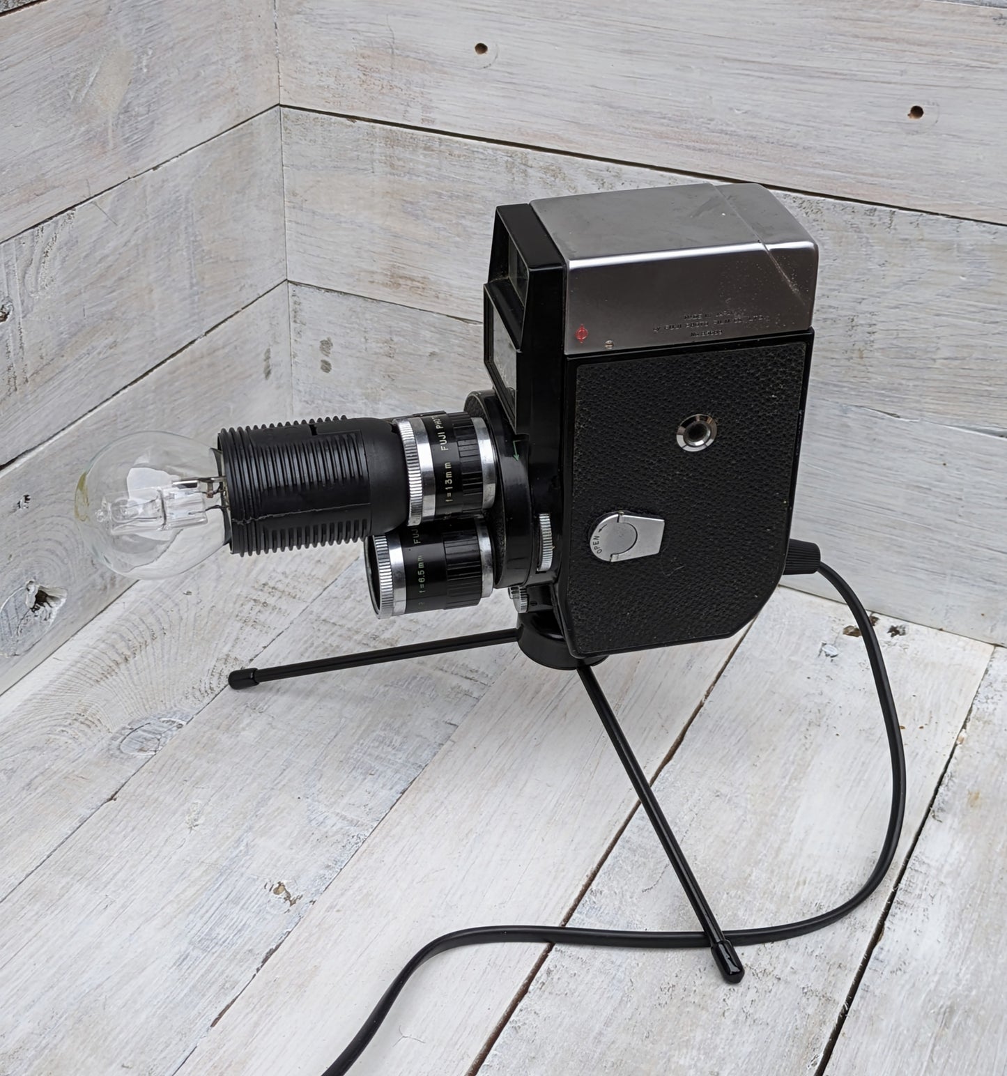 Repurposed 1960s Vintage Cine Movie Camera Lamp - Table Desk Lamp