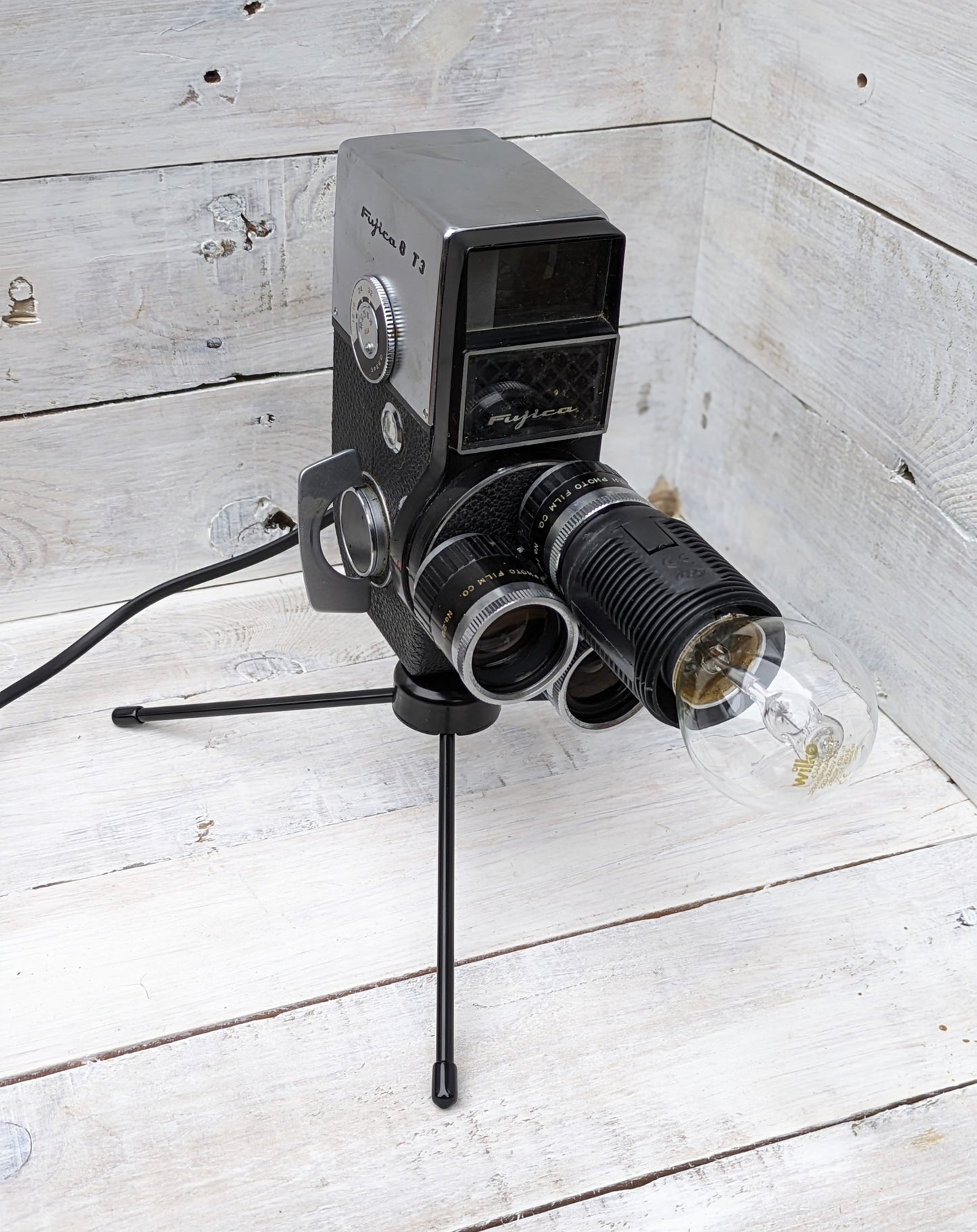 Repurposed 1960s Vintage Cine Movie Camera Lamp - Table Desk Lamp