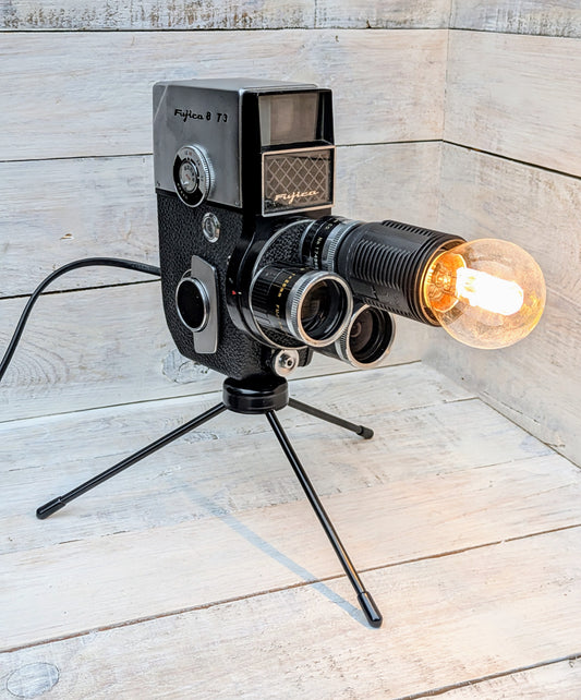 Repurposed 1960s Vintage Cine Movie Camera Lamp - Table Desk Lamp