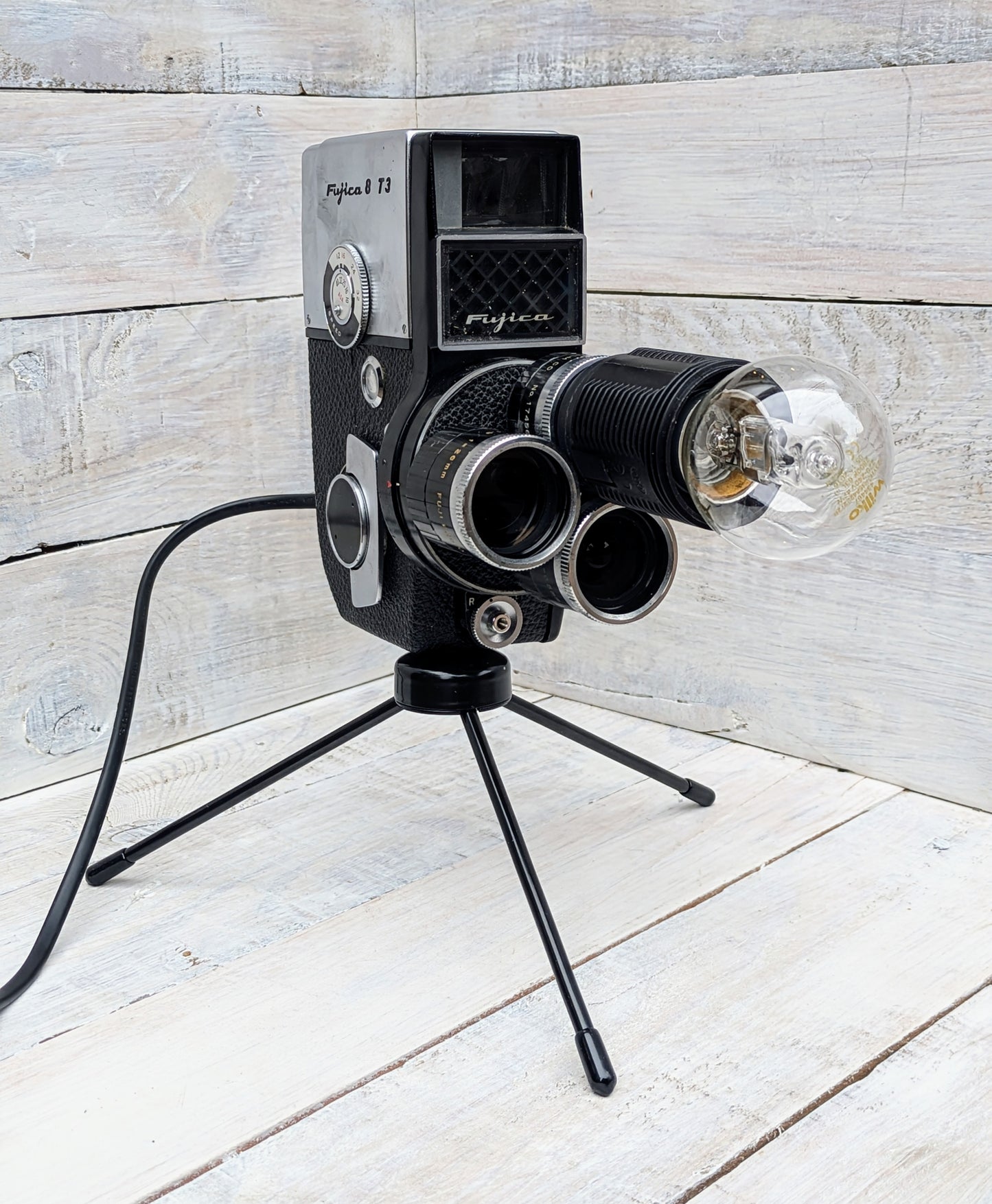 Repurposed 1960s Vintage Cine Movie Camera Lamp - Table Desk Lamp