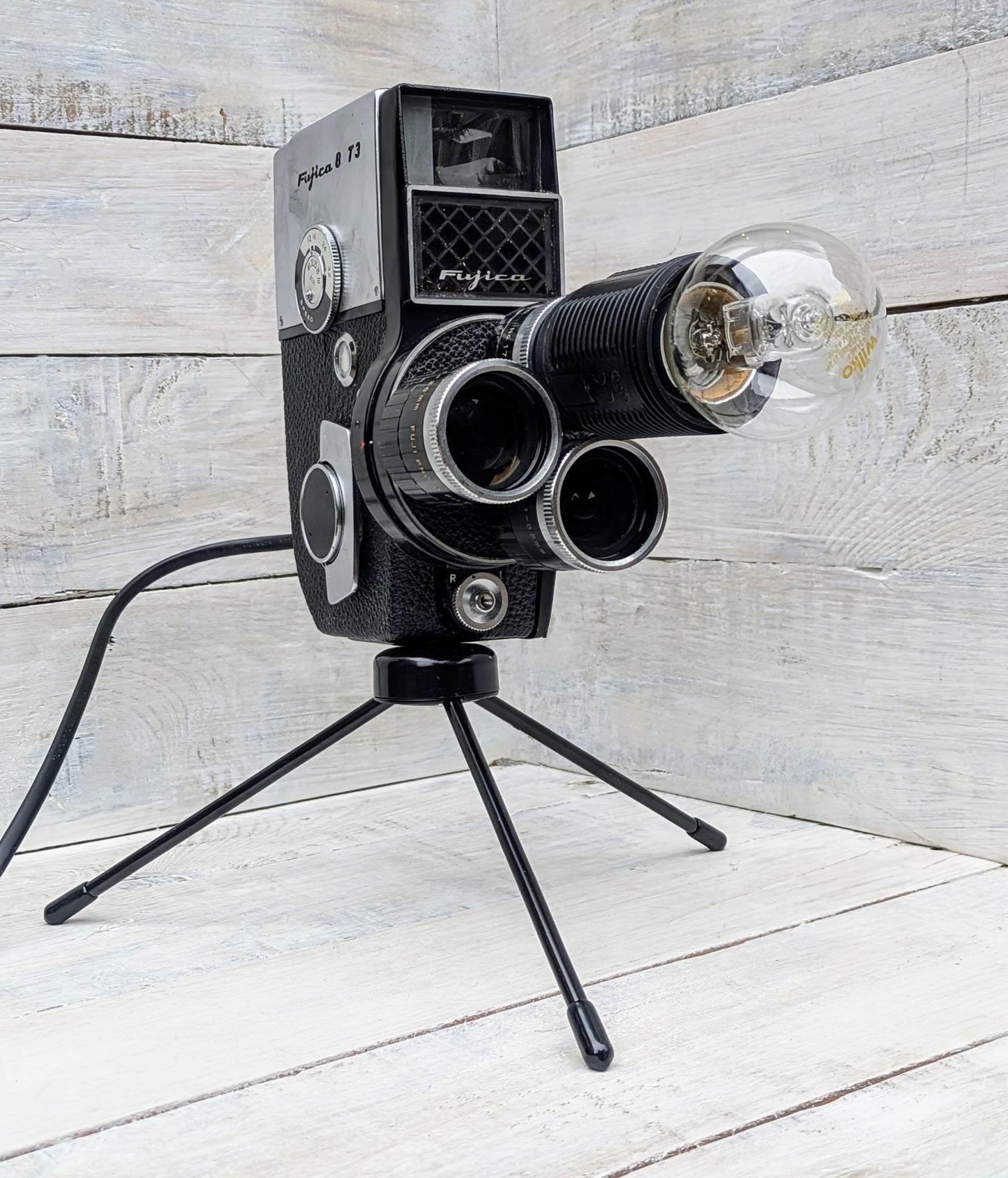 Repurposed 1960s Vintage Cine Movie Camera Lamp - Table Desk Lamp