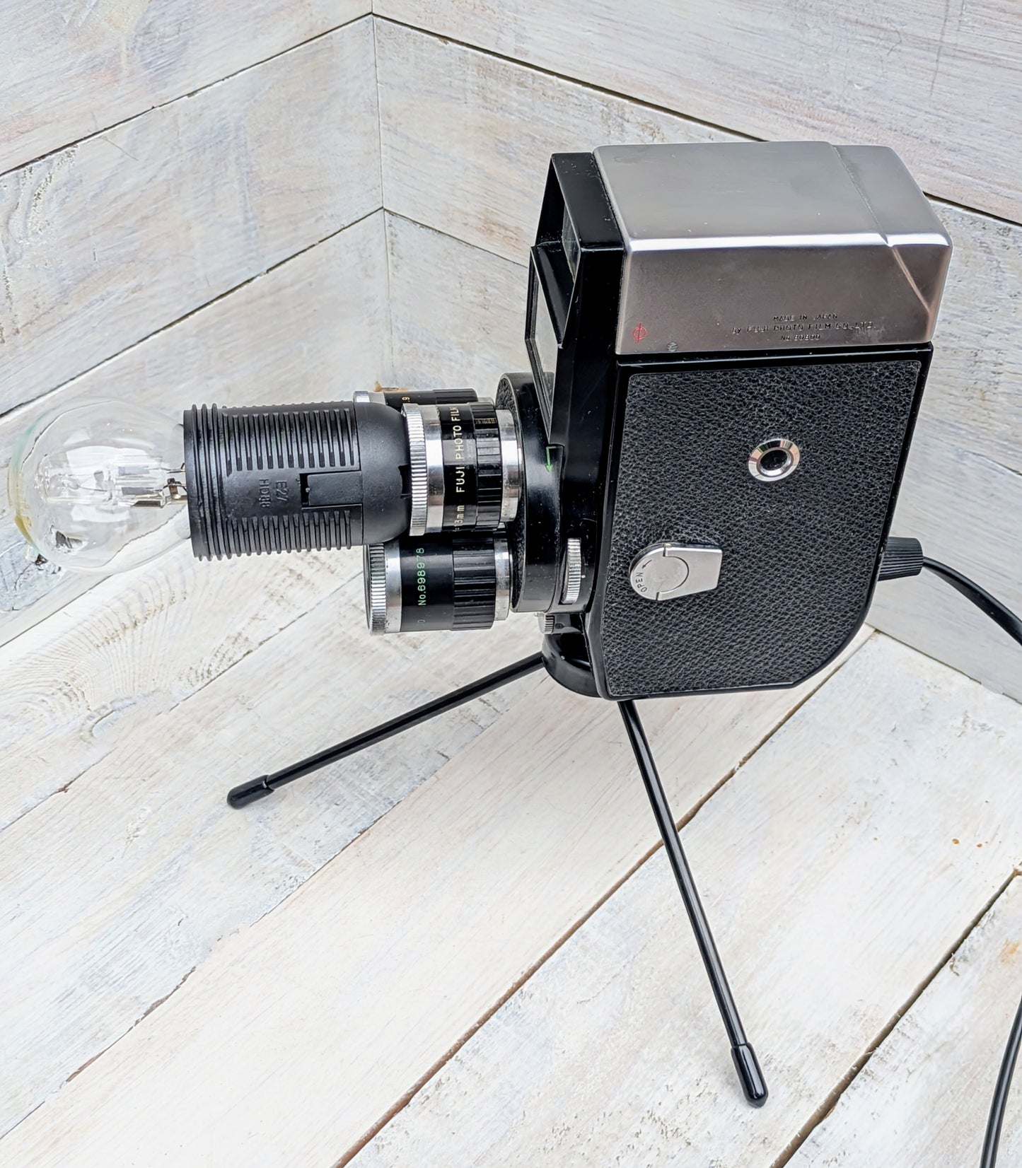 Repurposed 1960s Vintage Cine Movie Camera Lamp - Table Desk Lamp