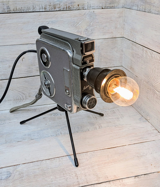 1960s Repurposed Vintage Cine Movie Camera Desk Lamp