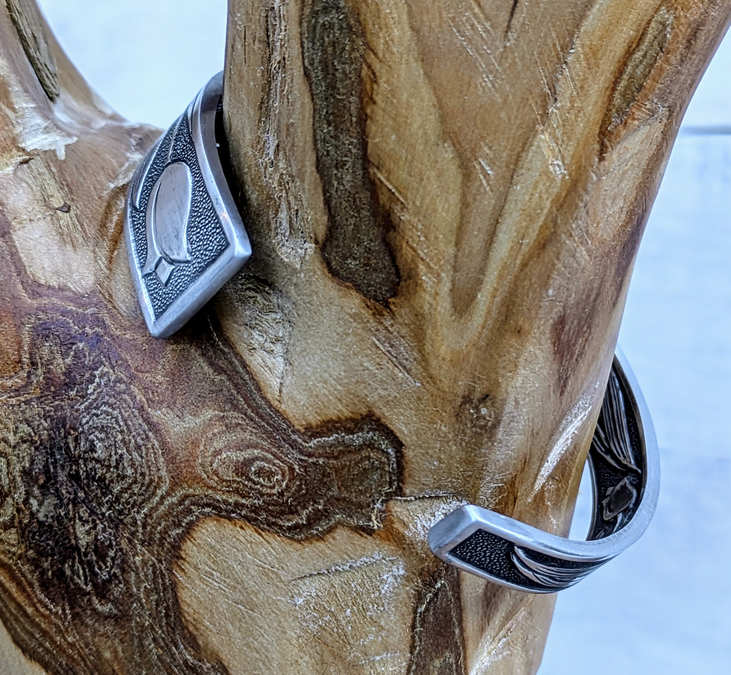 Stainless Steel Tulip Floral Cuff Bracelet Handmade Upcycled Unisex Boho Jewelry