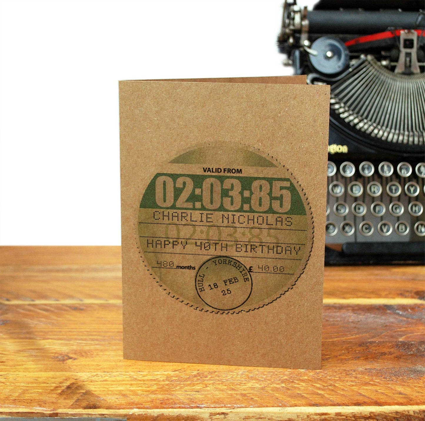 personalised vintage tax disc birthday card