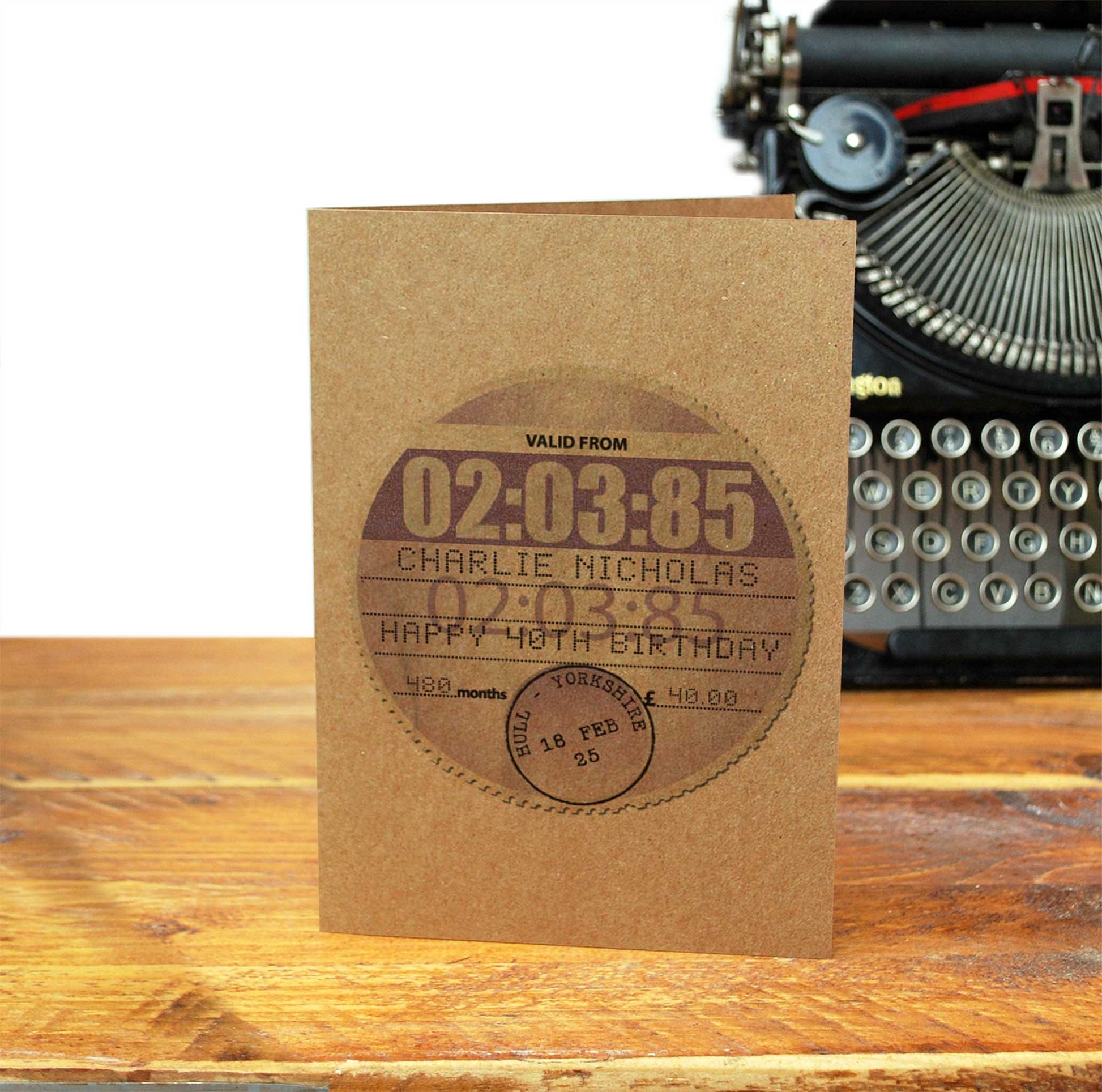 personalised vintage car tax disc birthday card