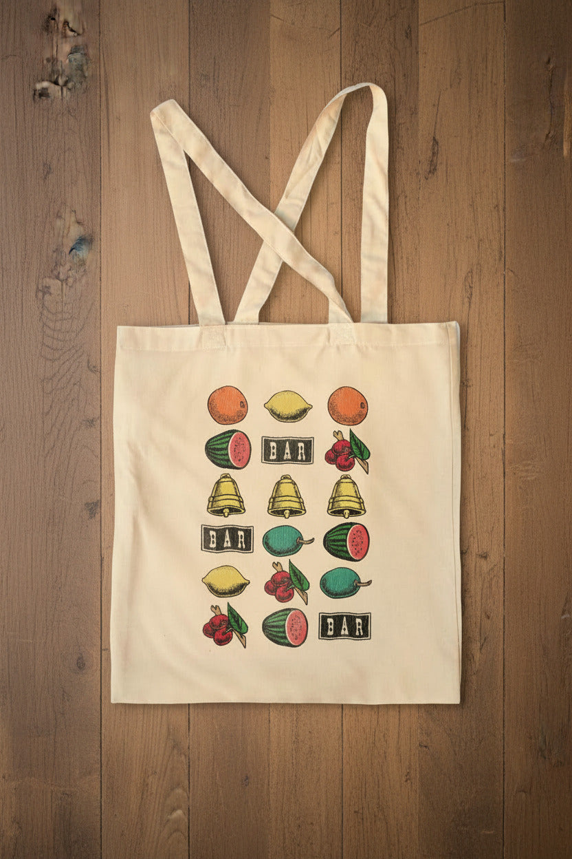 fruit-machine art-jackpot-vintage-print-bag