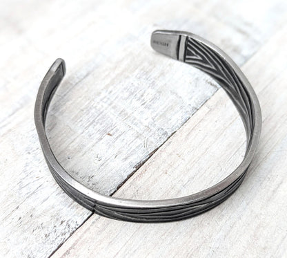 Stainless Steel Bark Effect Cuff Boho Bangle