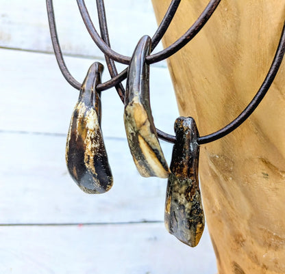 Vintage Buffalo Tooth Pendant & Necklace Rustic Boho Jewelry