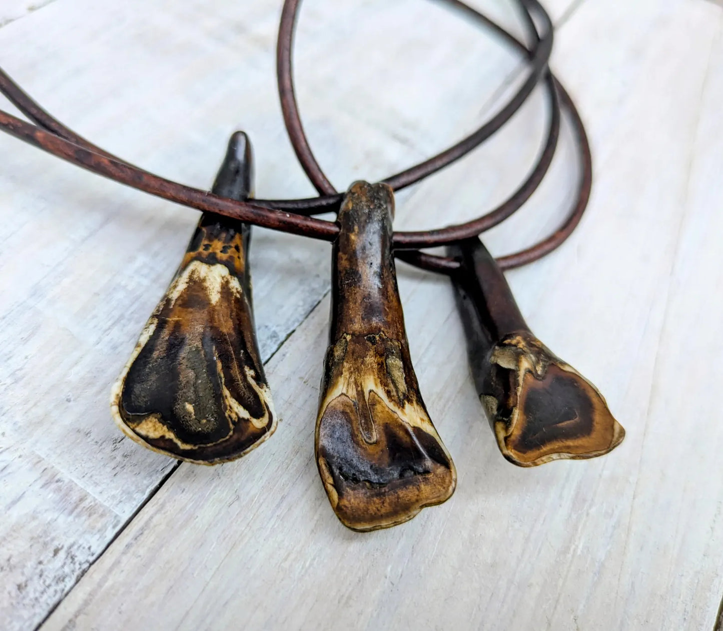 Vintage Buffalo Tooth Pendant & Necklace Rustic Boho Jewelry