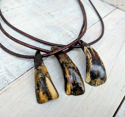 Vintage Buffalo Tooth Pendant & Necklace Rustic Boho Jewelry