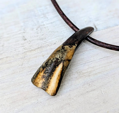 Vintage Buffalo Tooth Pendant & Necklace Rustic Boho Jewelry