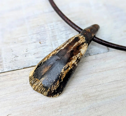 Vintage Buffalo Tooth Pendant & Necklace Rustic Boho Jewelry