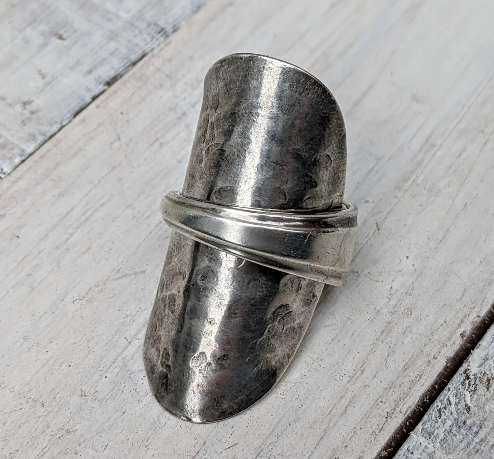 large-sterling-silver-spoon-ring-gothic