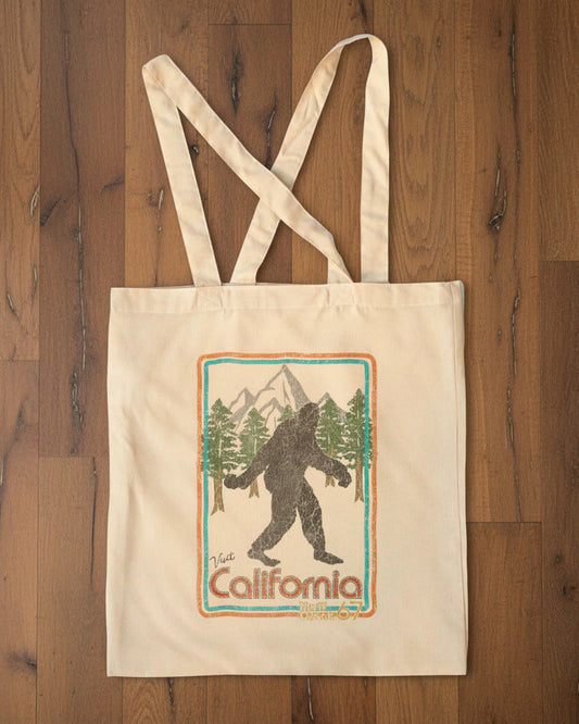 california big foot sightings bluff creek vintage print tote bag