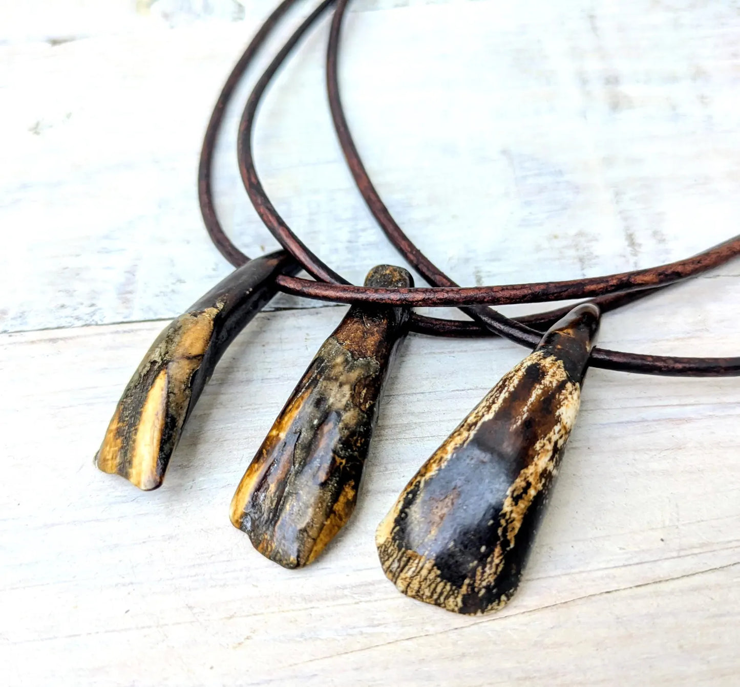 Vintage Buffalo Tooth Pendant & Necklace Rustic Boho Jewelry