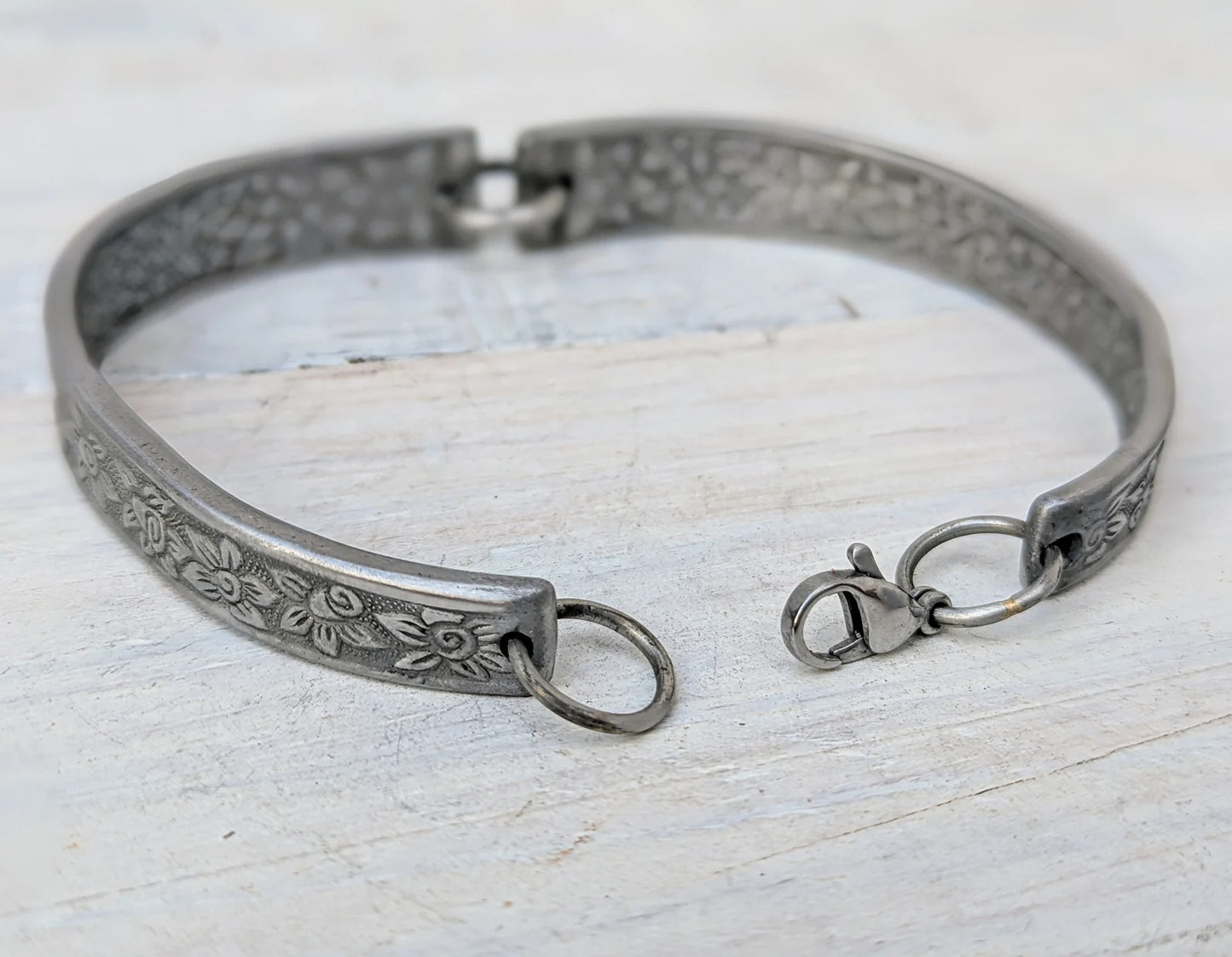 Stainless Steel Floral Bracelet