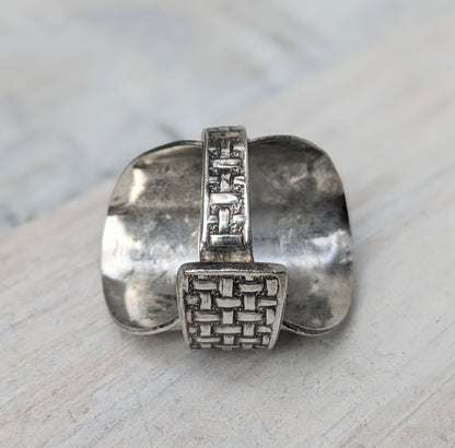Unisex Weave Pattern Vintage Spoon Ring