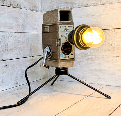 vintage camera repurposed lamp