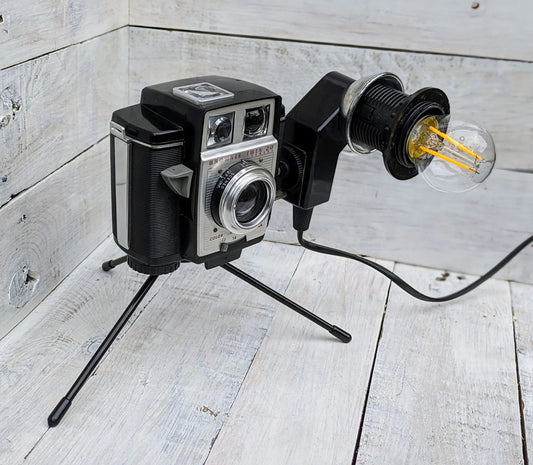 Repurposed 1960s KodakBrownie Camera Lamp - Table Desk Lamp - Mancave