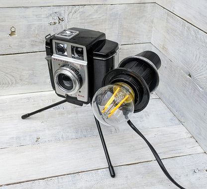 Repurposed 1960s KodakBrownie Camera Lamp - Table Desk Lamp - Mancave