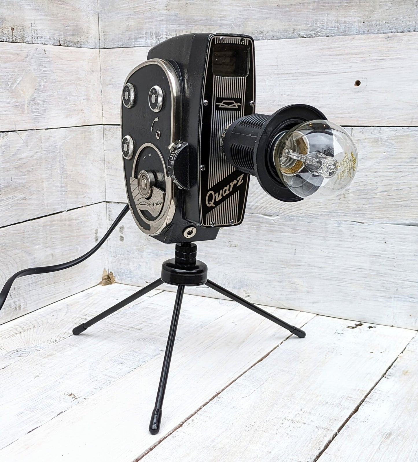 Repurposed 1960s Vintage Cine Movie Camera Lamp - Table Desk Lamp - Mancave