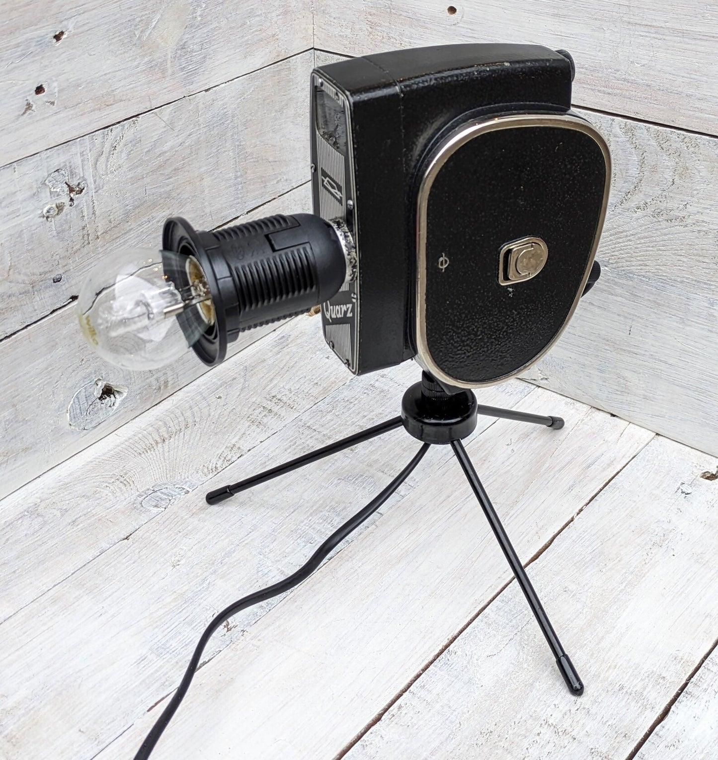 Repurposed 1960s Vintage Cine Movie Camera Lamp - Table Desk Lamp - Mancave