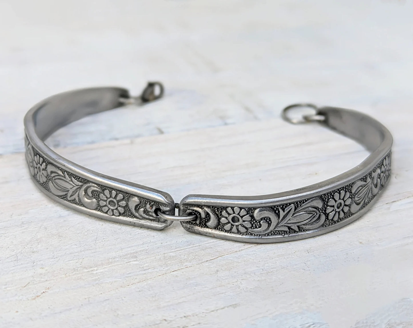 Stainless Steel Floral Bracelet