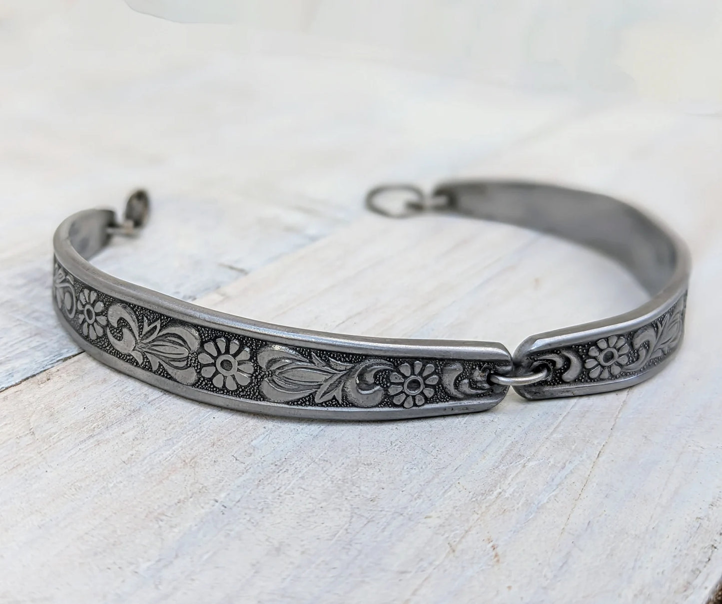 Stainless Steel Floral Bracelet