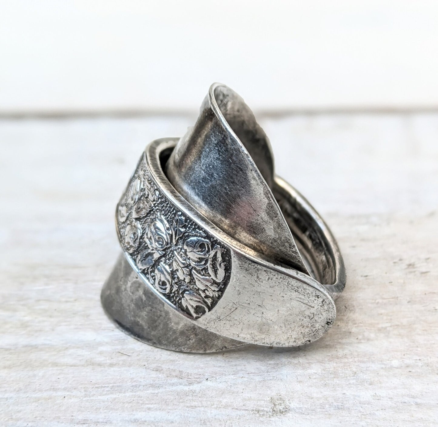 Large Floral Vintage Spoon Ring