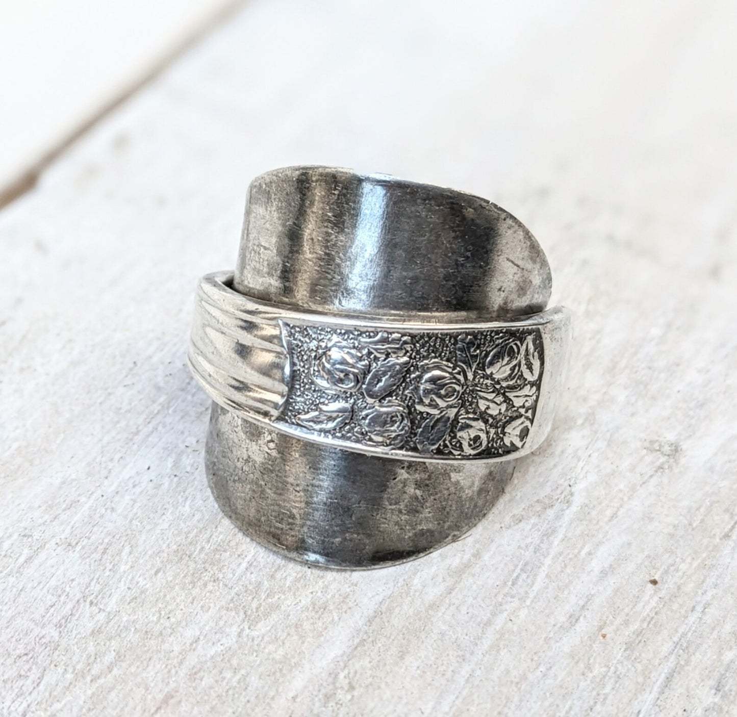 Large Floral Vintage Spoon Ring