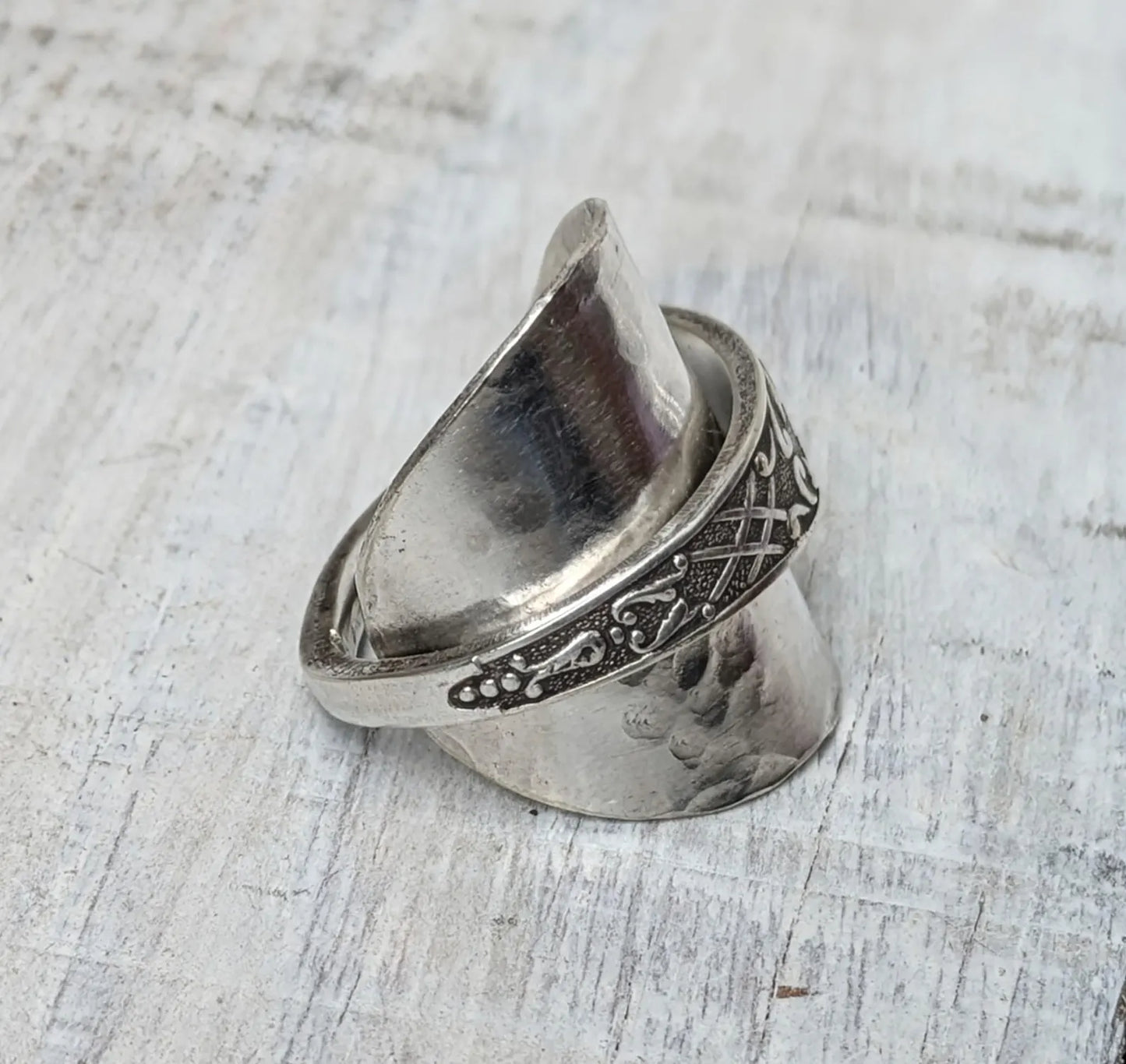 Vintage Spoon Ring Handmade Upcycled Boho Floral Gothic Jewelry