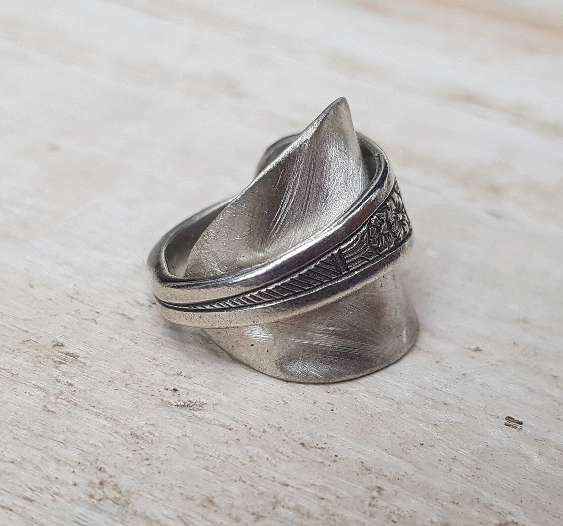 Vintage SILVER Floral - Silver Spoon Ring - Upcycled Boho Jewelry - Handmade