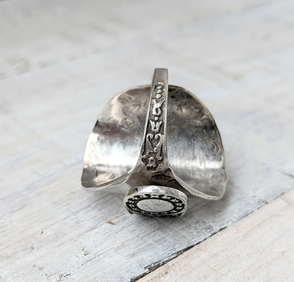 Vintage Spoon Ring Handmade Upcycled Boho Floral Gothic Jewelry
