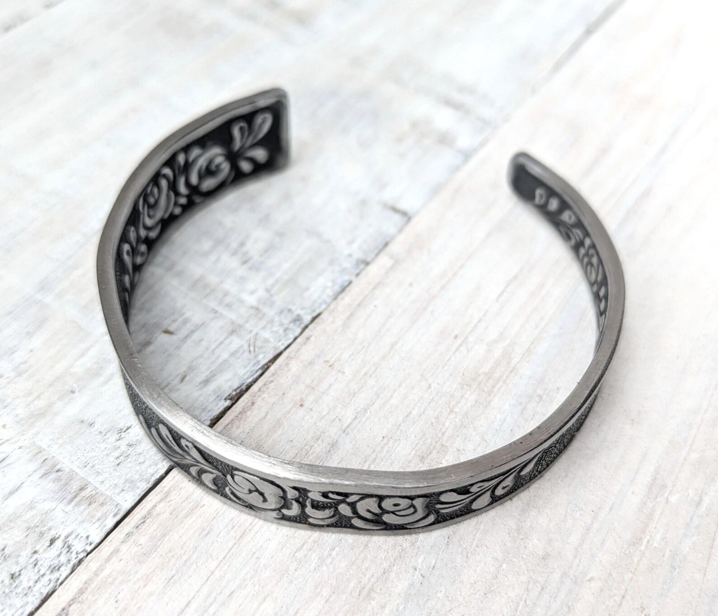 Stainless Steel FLORAL Cuff Boho Bangle