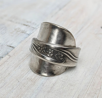 Vintage Floral Style Spoon Ring - Handmade Repurposed Upcycled Jewelry