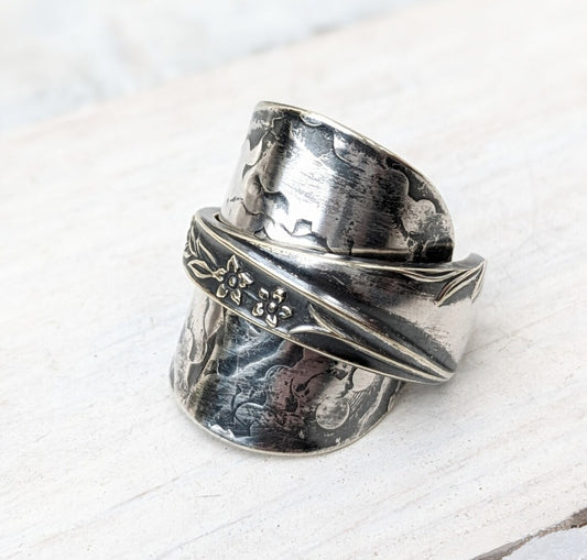 Vintage Floral Style Spoon Ring - Handmade Repurposed Upcycled Jewelry