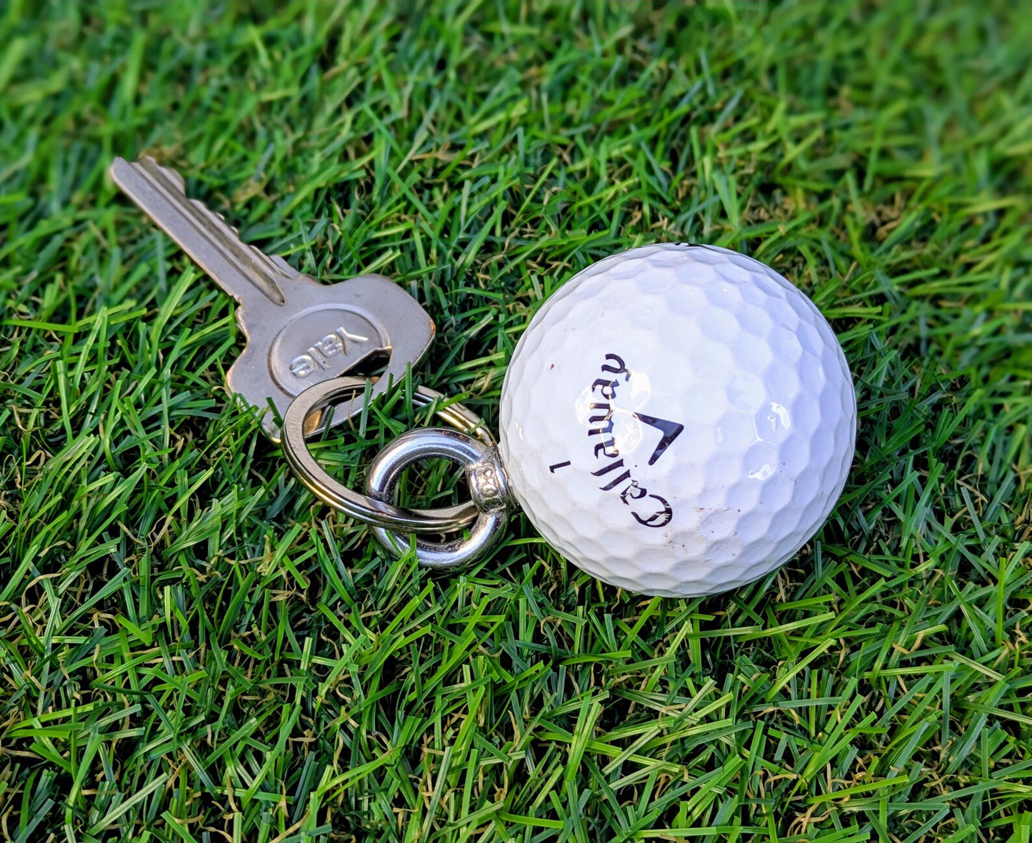 GOLF BALL Key Ring Fob Vintage Upcycled Car Home Bar Mancave Sport Dad Gift