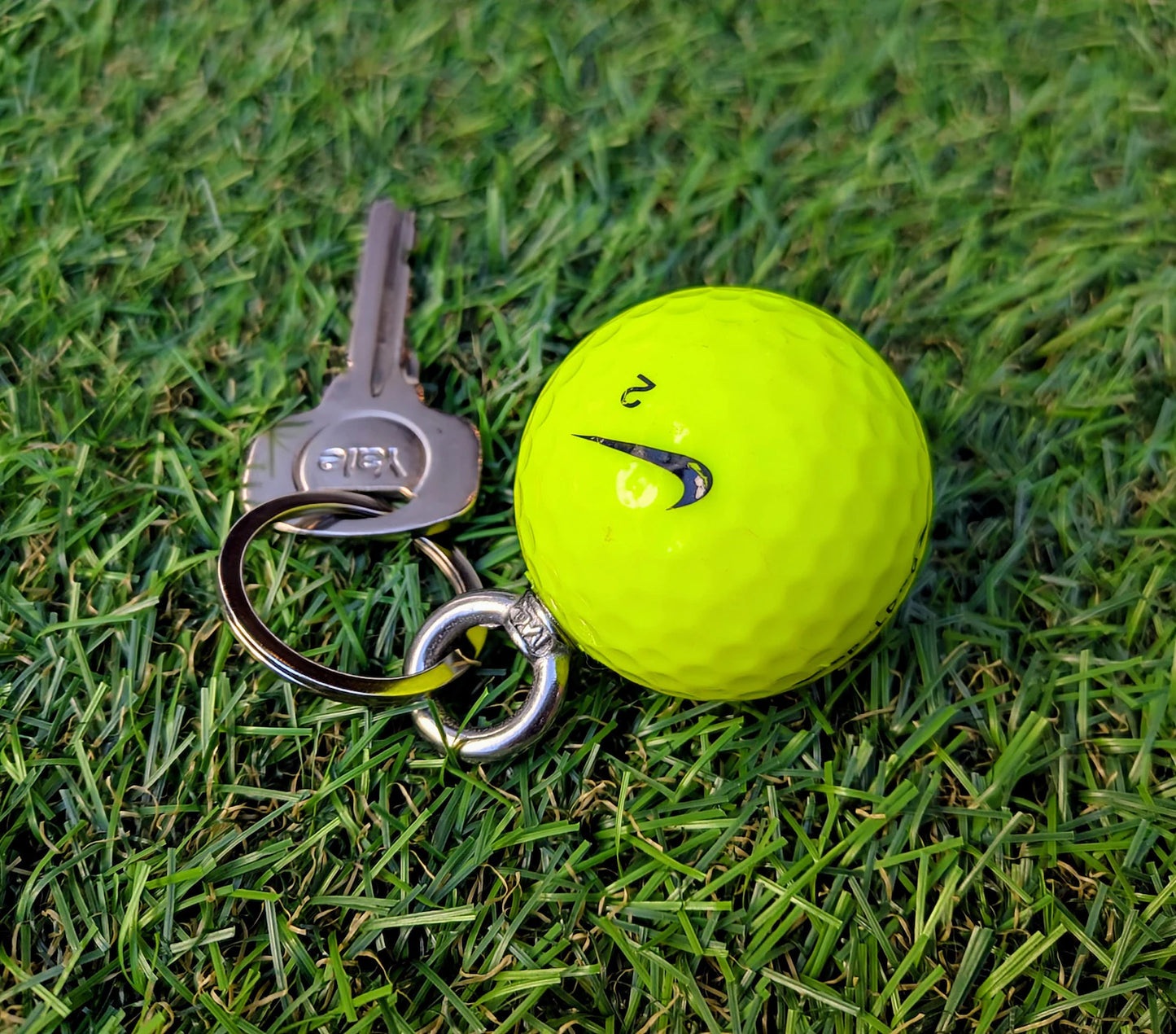 GOLF BALL Key Ring Fob Vintage Upcycled Car Home Bar Mancave Sport Dad Gift