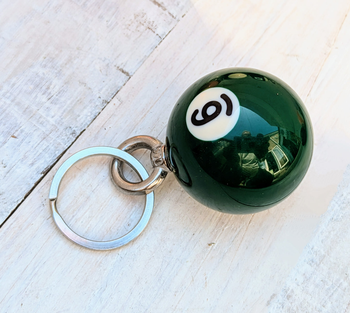 number 6 green pool ball key chain
