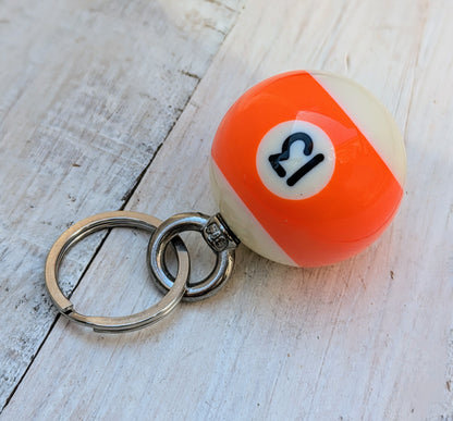 orange 13 mini pool ball key chain key ring