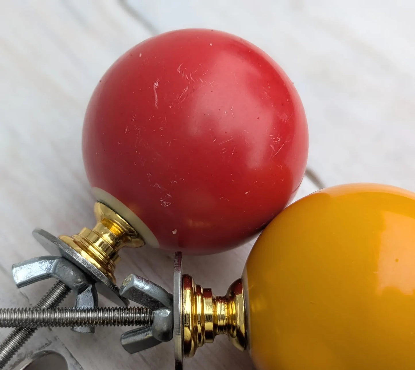 Set of 4 Repurposed Pool Ball Drawer Pulls - Mancave Games Room Decor