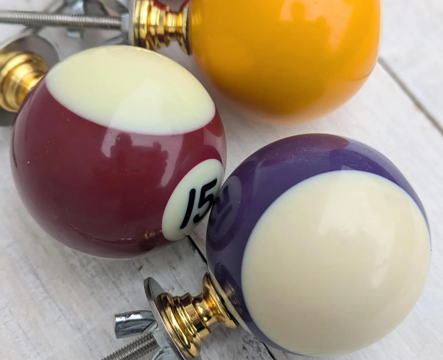 Set of 4 Repurposed Pool Ball Drawer Pulls - Mancave Games Room Decor
