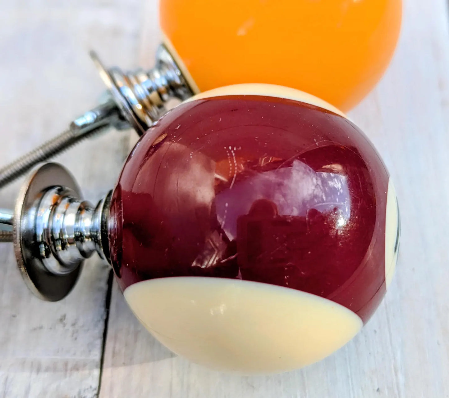 Set of 4 Repurposed Pool Ball Drawer Pulls - Mancave Games Room Decor