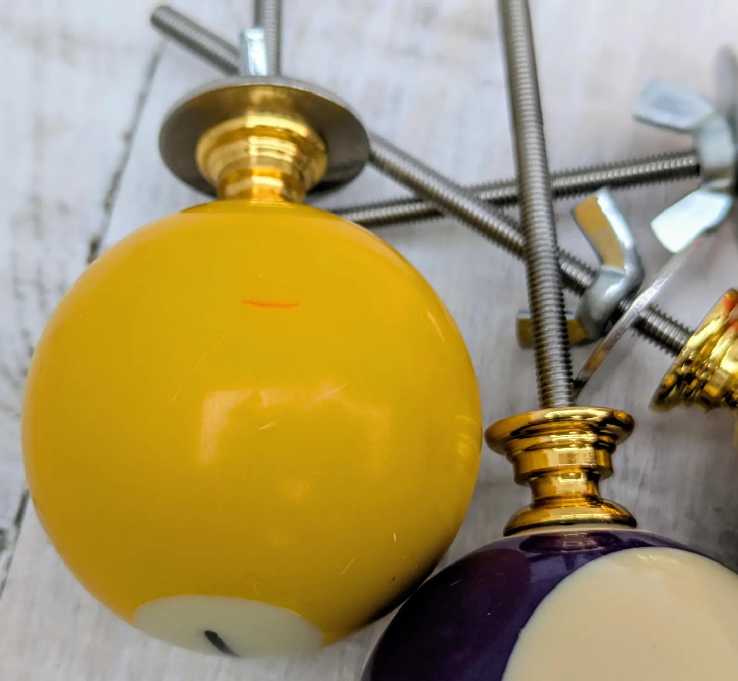 Set of 4 Repurposed Pool Ball Drawer Pulls - Mancave Games Room Decor